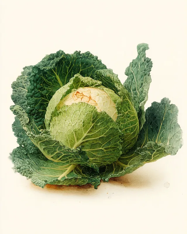 Akvarell av savojkål